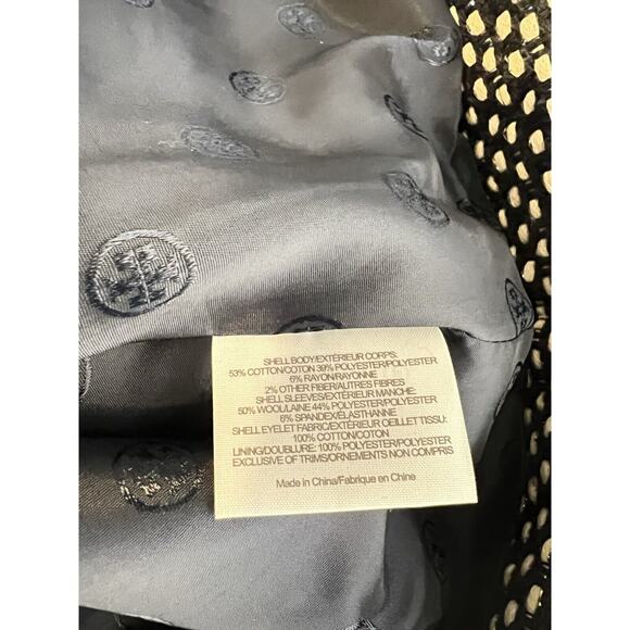 Tory Burch EUC Blue Leandra Tweed Embroidered Jacket Blazer Suiting Size 8 - Picture 11 of 11